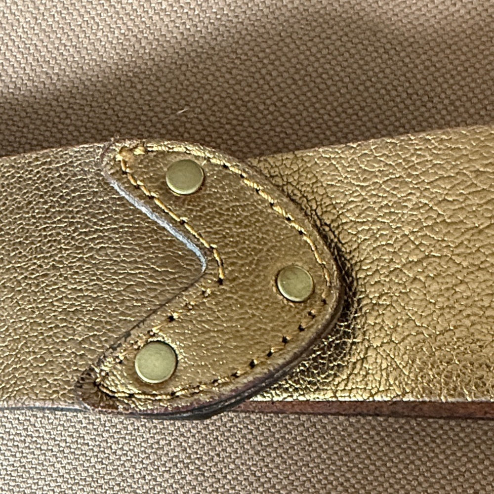 Gold Leather Belt with Brass Buckle - Picture 4 of 4